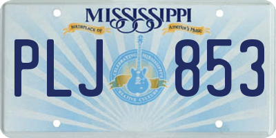 MS license plate PLJ853