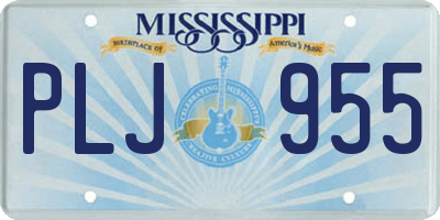 MS license plate PLJ955