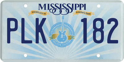 MS license plate PLK182