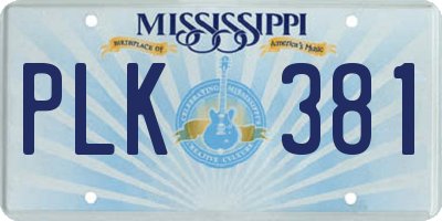 MS license plate PLK381