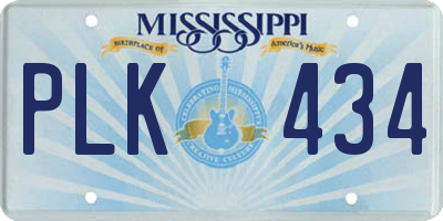 MS license plate PLK434