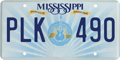 MS license plate PLK490