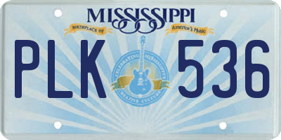 MS license plate PLK536