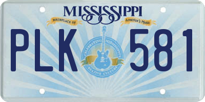 MS license plate PLK581