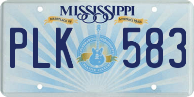 MS license plate PLK583