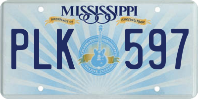 MS license plate PLK597