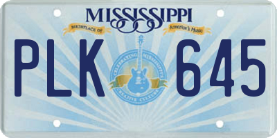MS license plate PLK645
