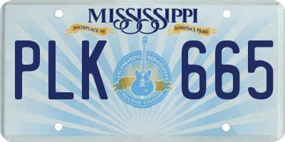 MS license plate PLK665