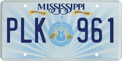 MS license plate PLK961