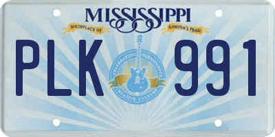 MS license plate PLK991