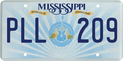 MS license plate PLL209