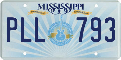 MS license plate PLL793