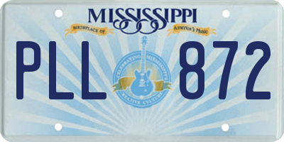 MS license plate PLL872