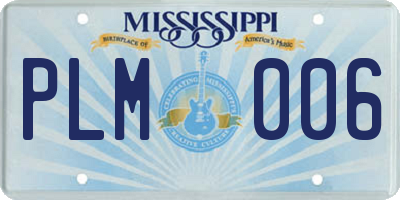 MS license plate PLM006