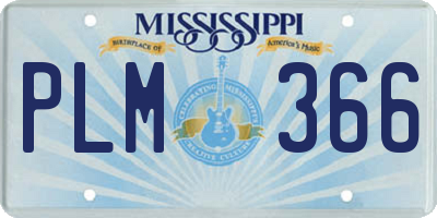 MS license plate PLM366