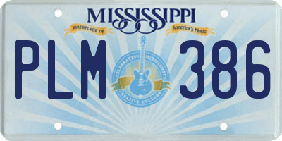 MS license plate PLM386