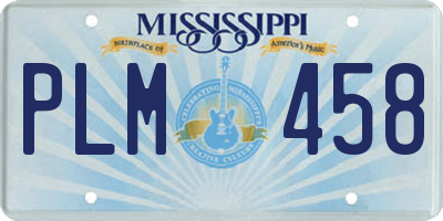 MS license plate PLM458