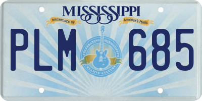 MS license plate PLM685