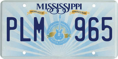 MS license plate PLM965