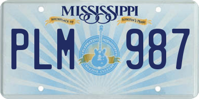 MS license plate PLM987