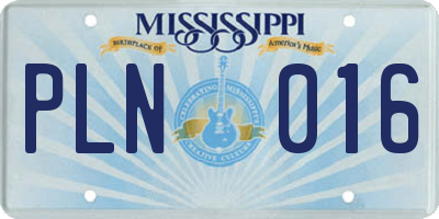 MS license plate PLN016