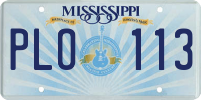 MS license plate PLO113