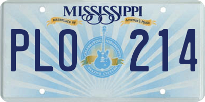 MS license plate PLO214