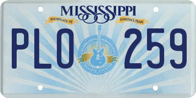 MS license plate PLO259
