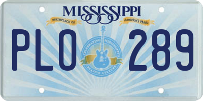 MS license plate PLO289