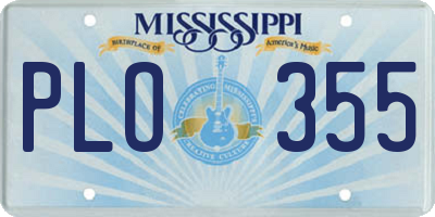 MS license plate PLO355