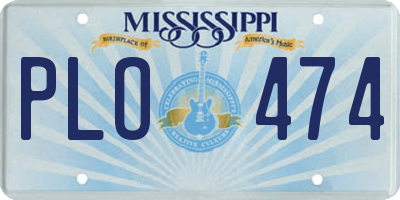 MS license plate PLO474