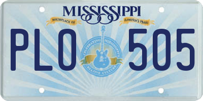 MS license plate PLO505