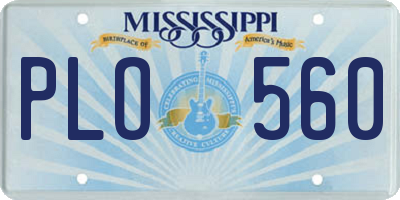 MS license plate PLO560