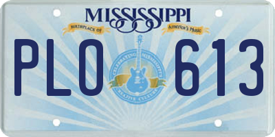 MS license plate PLO613