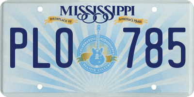MS license plate PLO785