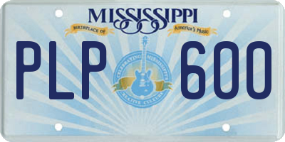 MS license plate PLP600