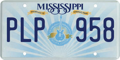 MS license plate PLP958