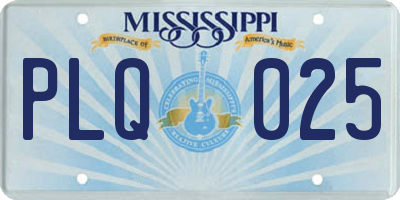 MS license plate PLQ025