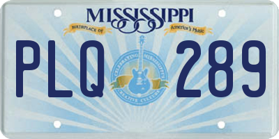 MS license plate PLQ289