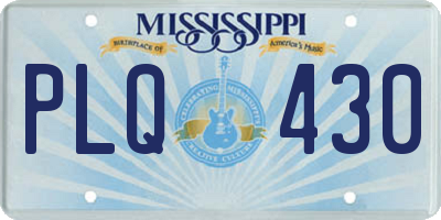 MS license plate PLQ430