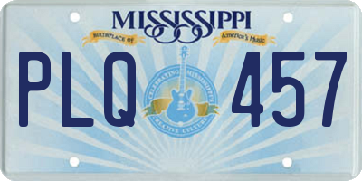 MS license plate PLQ457