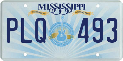 MS license plate PLQ493
