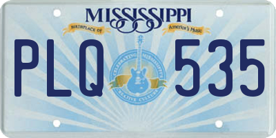 MS license plate PLQ535