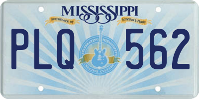 MS license plate PLQ562