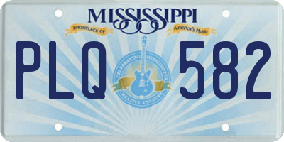 MS license plate PLQ582