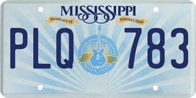 MS license plate PLQ783