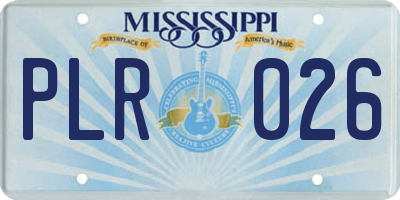 MS license plate PLR026