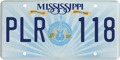 MS license plate PLR118