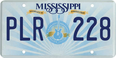 MS license plate PLR228