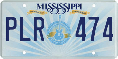 MS license plate PLR474